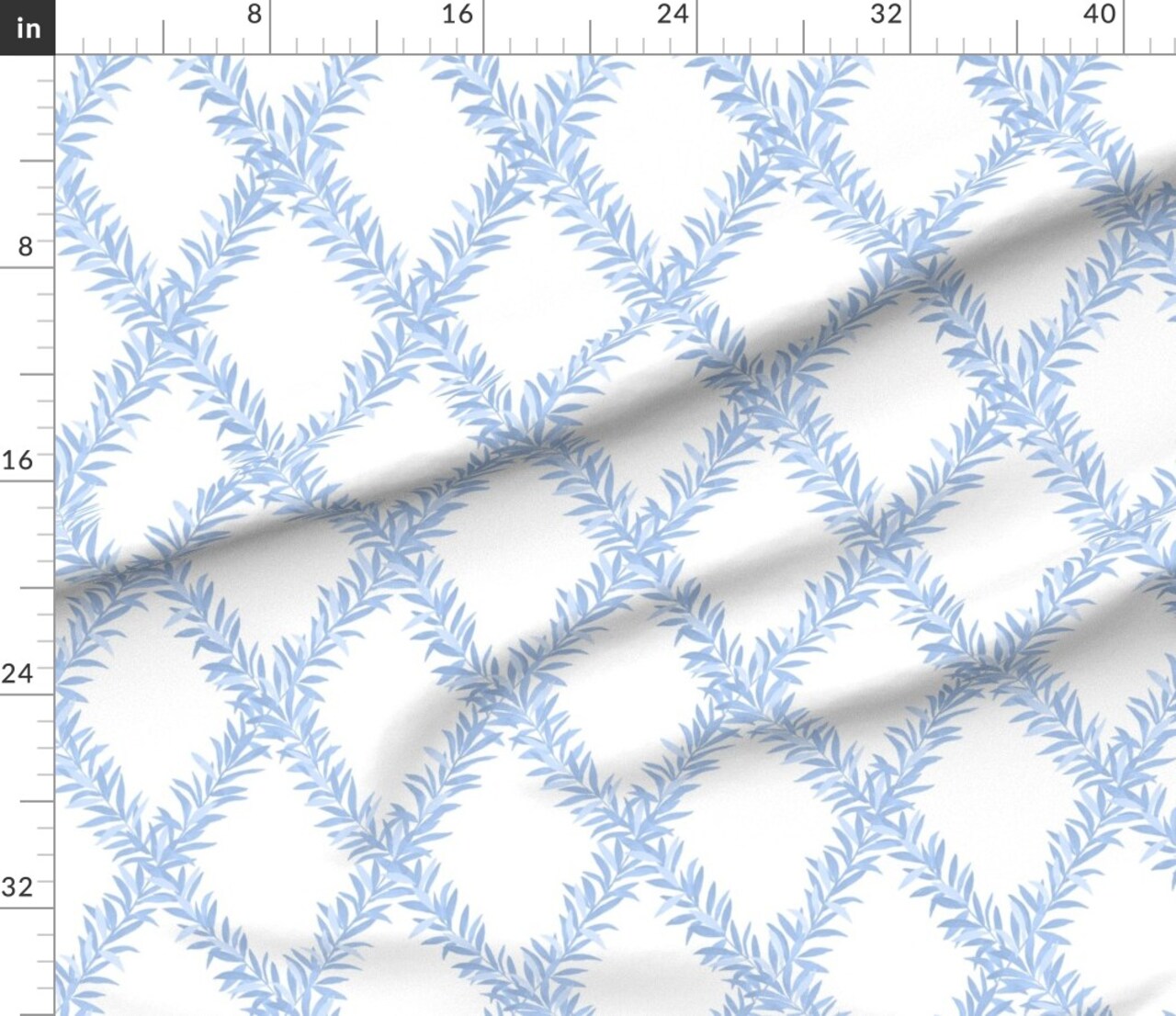 Trellis Botanical Floral Geometric Lattice Diamond Blue Garden Large Scale Custom Printed Fabric by Spoonflower Various Fabrics by the Yard or Fat Quarter